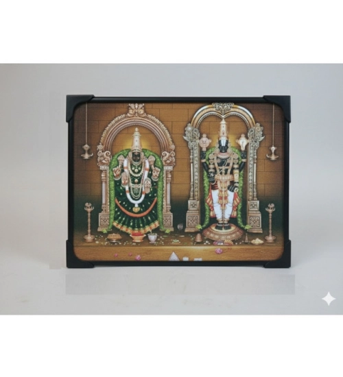 Generic Wooden Tirupati Balaji Padmavati Venkateshwara Swamy Table Top Devotional Player (Multicolor)