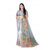 Generic Women's Georgette Floral Printed Saree With Unstitched Blouse 5.5Mtr (Grey)