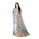 Generic Women's Georgette Floral Printed Saree With Unstitched Blouse 5.5Mtr (Grey)