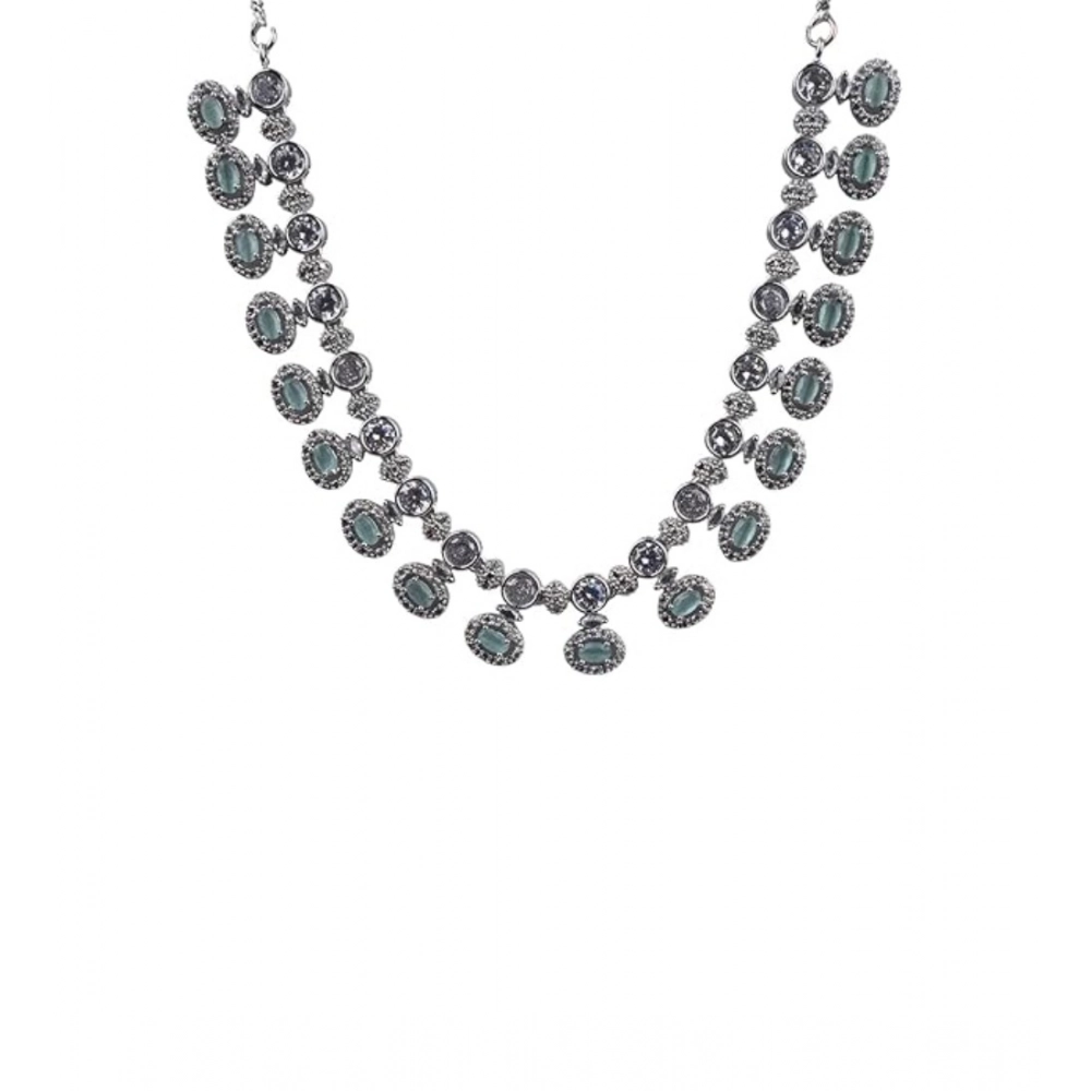 Generic Women's Brass Silver Plated Necklace set (Turquoise)