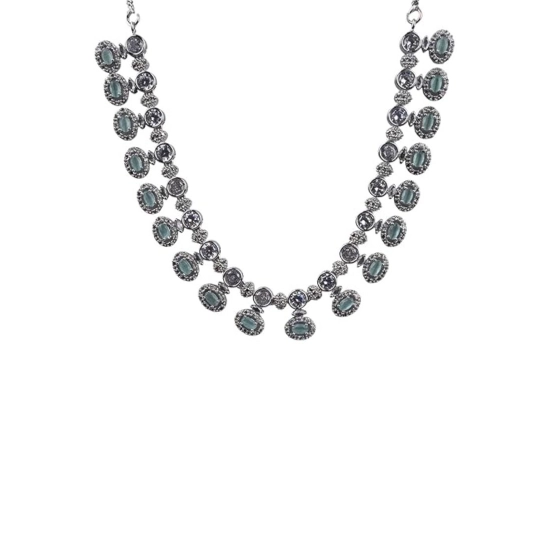 Generic Women's Brass Silver Plated Necklace set (Turquoise) Generic Women's Brass Silver Plated Necklace set (Turquoise)