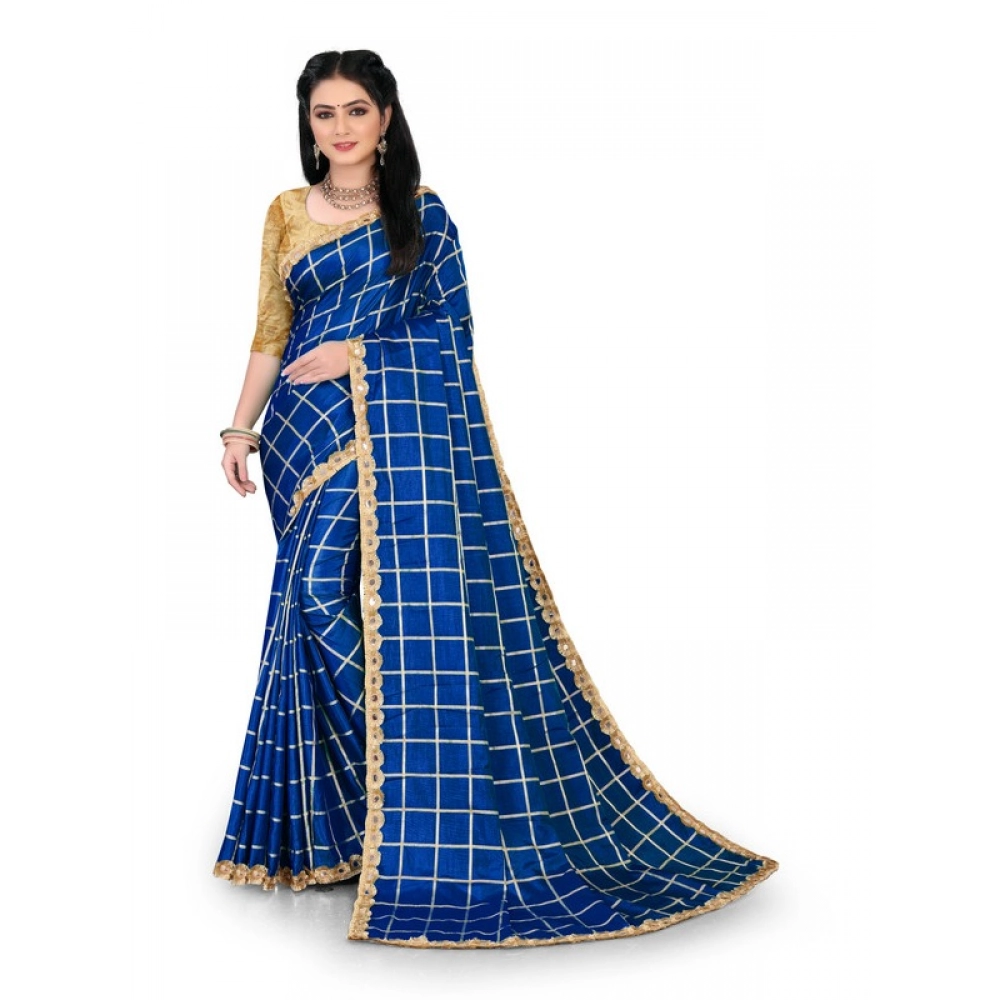 Generic Women's Sana Silk Bandhni Saree With Unstitched Blouse 5.5Mtr (Royal Blue)