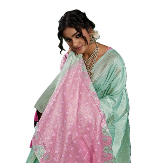 Generic Women's Linen Cotton Printed Saree With Unstitched Blouse 5.5Mtr (Sea Green) Generic Women's Linen Cotton Printed Saree With Unstitched Blouse 5.5Mtr (Sea Green)