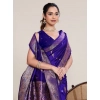 Generic Women's Jacquard Woven Saree With Unstitched Blouse 5.5Mtr (Blue)