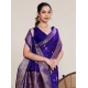 Generic Women's Jacquard Woven Saree With Unstitched Blouse 5.5Mtr (Blue)