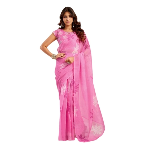 Generic Women's Faux Linen Floral Ready to wear Saree With Unstitched Blouse 5.5Mtr (Light_Pink) Generic Women's Faux Linen Floral Ready to wear Saree With Unstitched Blouse 5.5Mtr (Light_Pink)