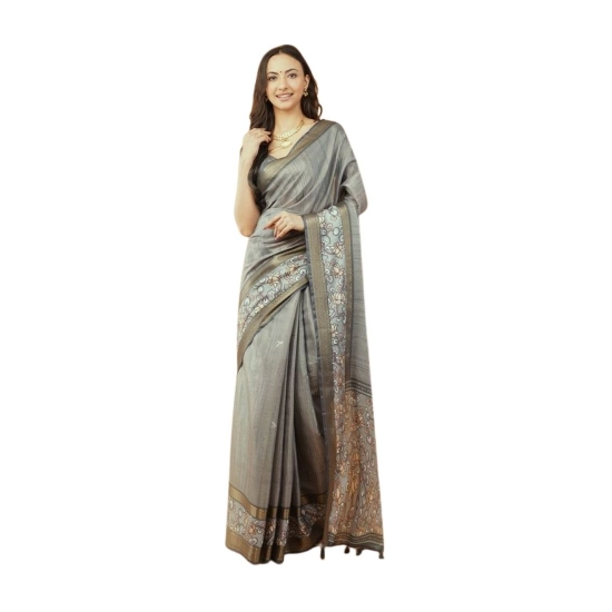 Generic Women's Polyester Printed Saree With Unstitched Blouse 5.5 Mtr (Grey) Generic Women's Polyester Printed Saree With Unstitched Blouse 5.5 Mtr (Grey)
