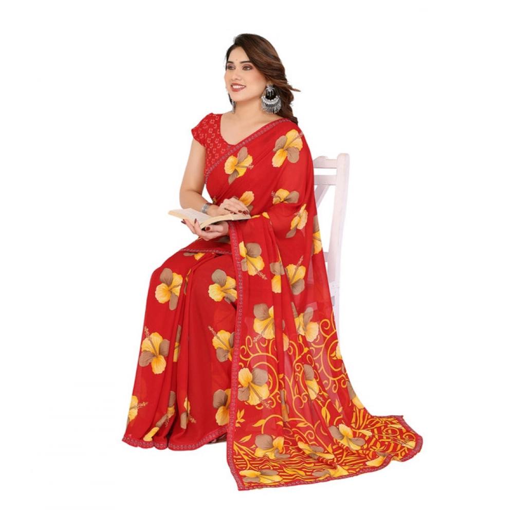 Generic Women's Georgette Printed Saree With Unstitched Blouse 5.5Mtr (Orange) Generic Women's Georgette Printed Saree With Unstitched Blouse 5.5Mtr (Orange)