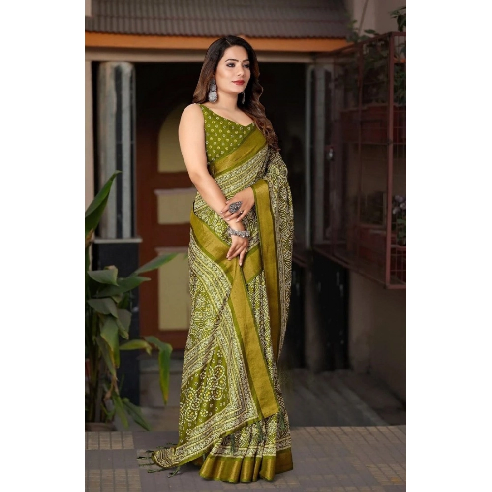 Generic Women's Cotton Silk Printed Saree With Unstitched Blouse 5.5Mtr (Green) Generic Women's Cotton Silk Printed Saree With Unstitched Blouse 5.5Mtr (Green)