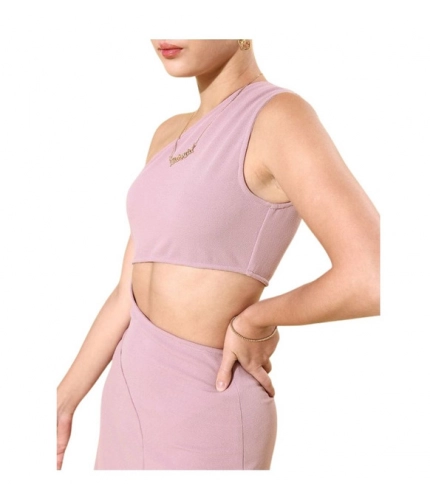 Generic Women's Polyester Lycra Solid Sleeveless Dress (Lavender)