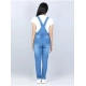 Generic Girl's Denim Solid Buttoned Dungaree (Blue)