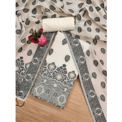 Women's Banarasi Silk Printed Unstitched Salwar Suit Material With Dupatta (Black, 3Mtrs) Women's Banarasi Silk Printed Unstitched Salwar Suit Material With Dupatta (Black, 3Mtrs)