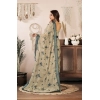 Generic Women's Faux Linen Floral Print Ready to wear Saree With Unstitched Blouse 5.5Mtr (LightBeige)