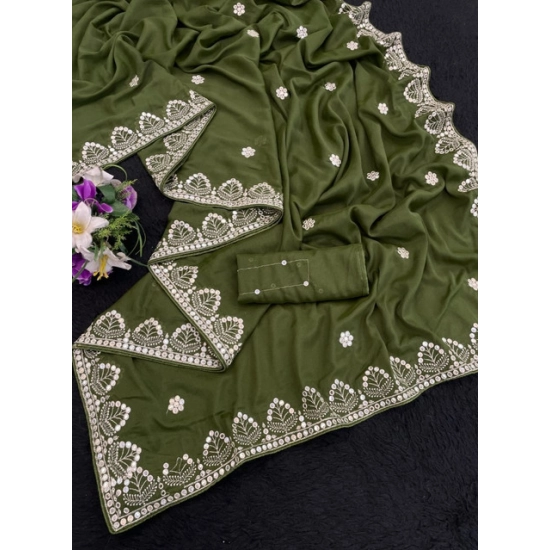 Generic Women's Georgette Embellished Saree With Unstitched Blouse 5.5Mtr (Green) Generic Women's Georgette Embellished Saree With Unstitched Blouse 5.5Mtr (Green)