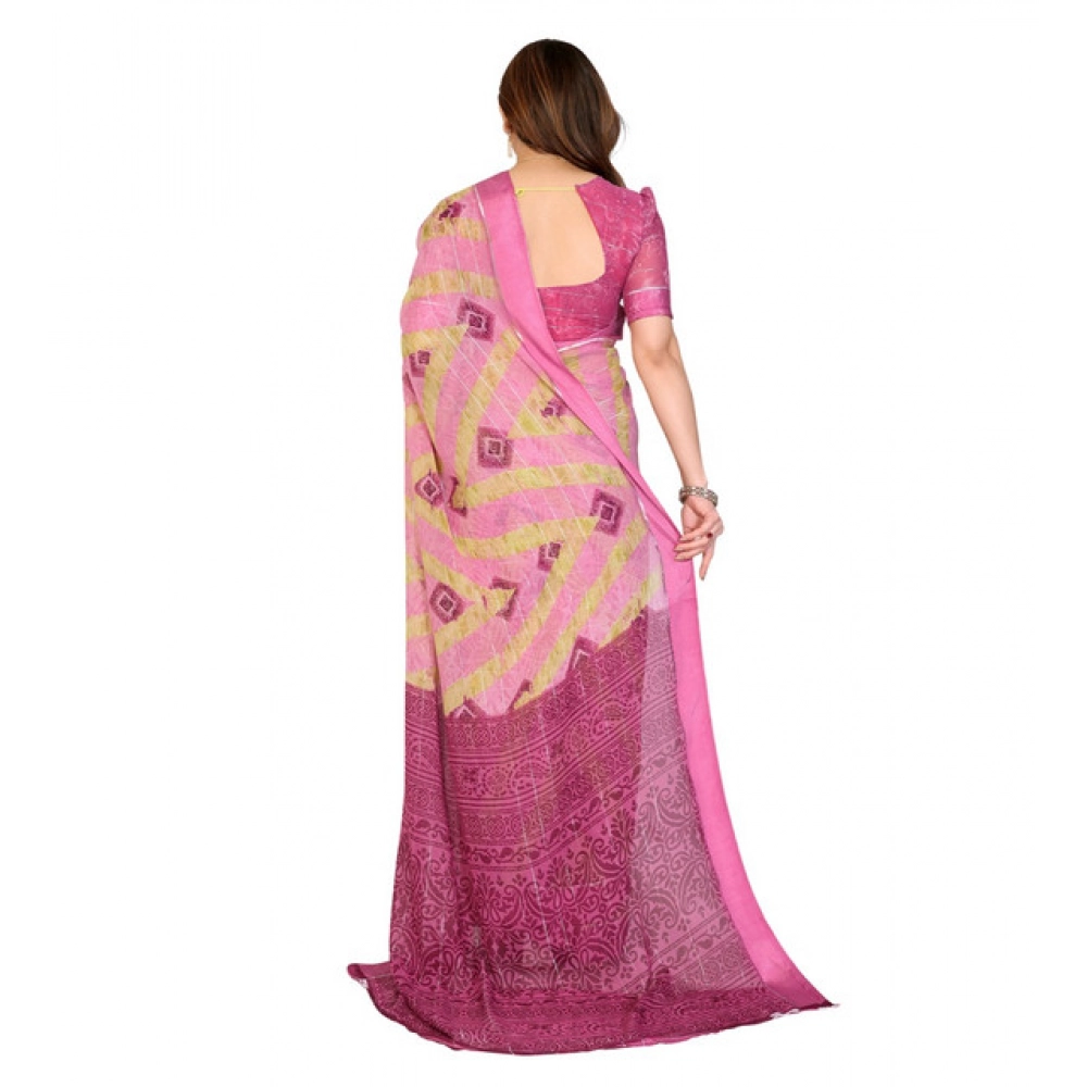 Generic Women's Georgette Printed Saree With Unstitched Blouse 5.5Mtr (Pink) Generic Women's Georgette Printed Saree With Unstitched Blouse 5.5Mtr (Pink)