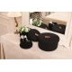 Generic Cotton 3 Pcs Set Roti Box Storage Basket With Lid (Black)