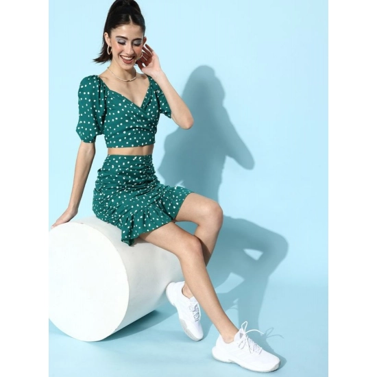 Generic Women's Polyester Floral Short Sleeve Co-Ord Set (Green) Generic Women's Polyester Floral Short Sleeve Co-Ord Set (Green)