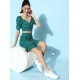 Generic Women's Polyester Floral Short Sleeve Co-Ord Set (Green) Generic Women's Polyester Floral Short Sleeve Co-Ord Set (Green)