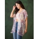 Generic Women's Chiffon Printed Short Sleeves Shrug (White - Purple)