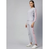 Generic Women's Cotton Solid Long Sleeves Tracksuit (Light Grey - Pink)