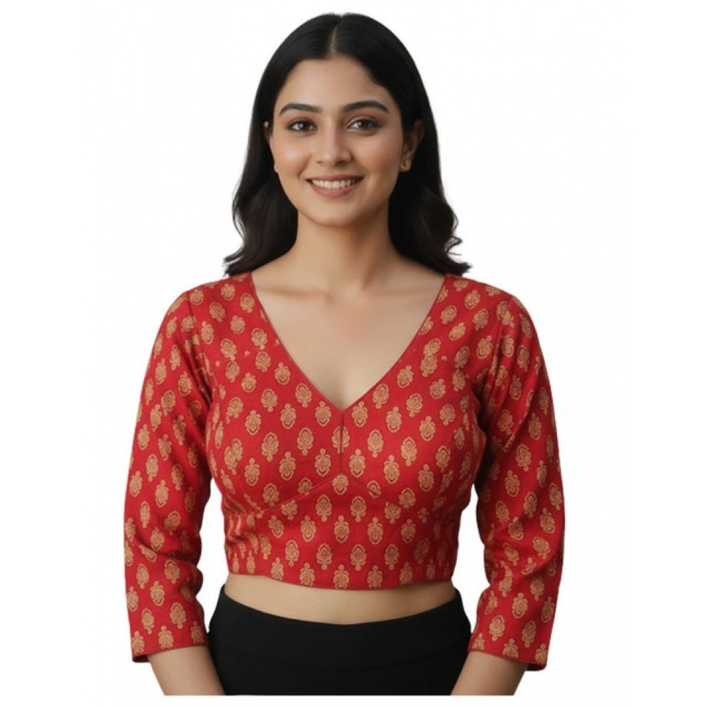 Generic Women's Ajrakh Cotton Printed Halter Neck Padded Blouse (Red 38 Ready (Self Alterable 36–40) Generic Women's Ajrakh Cotton Printed Halter Neck Padded Blouse (Red 38 Ready (Self Alterable 36–40)