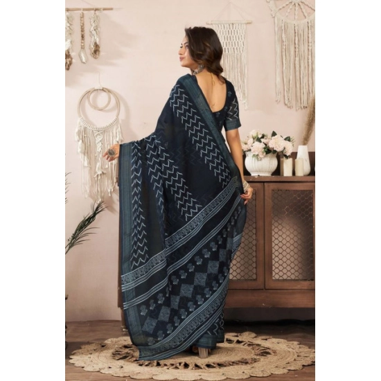 Generic Women's Faux Linen Geometric Print Ready to wear Saree With Unstitched Blouse 5.5Mtr (Black) Generic Women's Faux Linen Geometric Print Ready to wear Saree With Unstitched Blouse 5.5Mtr (Black)