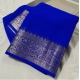 Generic Women's Crepe Chit Pallu Solid Saree With Unstitched Blouse 5.5Mtr (Navy Blue)