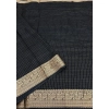 Generic Women's Cotton Blend Checkered Saree With Unstitched Blouse 5.5Mtr (Black)