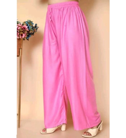 Generic Women's Casual Rayon Solid Ankle Length Palazzo (Pink, Free Size)