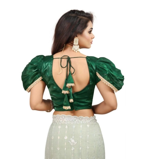 Generic Women's Jimmy Solid V Neck Puff Sleeve Readymade Blouse (Green 38 , Alterable up to 42)-PID65839 Generic Women's Jimmy Solid V Neck Puff Sleeve Readymade Blouse (Green 38 , Alterable up to 42)-PID65839