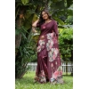 Generic Women's Faux_Tussar Floral Saree With Unstitched Blouse 5.5Mtr (Purple)