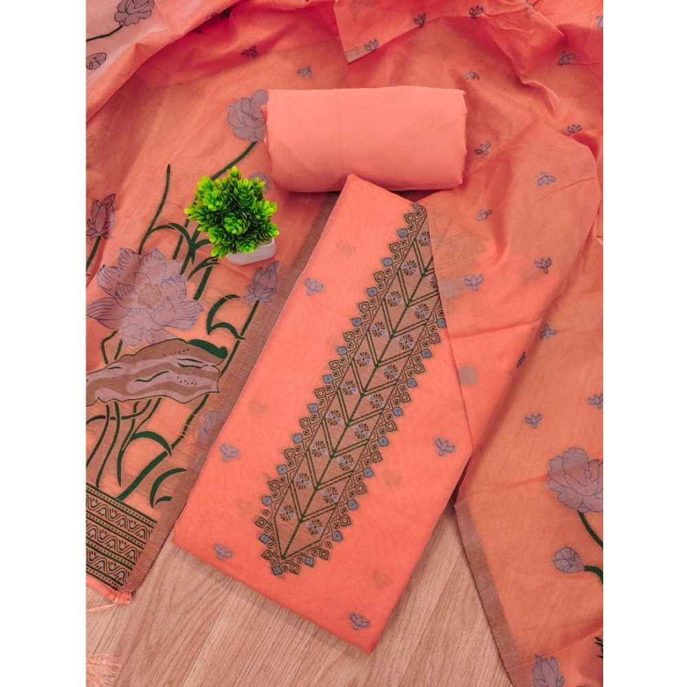 Generic Women's Banarasi Silk Printed Unstitched Salwar Suit Material With Dupatta (Peach, 3Mtrs) Generic Women's Banarasi Silk Printed Unstitched Salwar Suit Material With Dupatta (Peach, 3Mtrs)