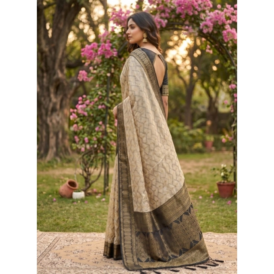 Generic Women's Cotton Printed Saree With Unstitched Blouse 5.5Mtr (Multicolor)