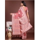 Generic Women's Linen Cotton Printed Saree With Unstitched Blouse 5.5Mtr (Pink)