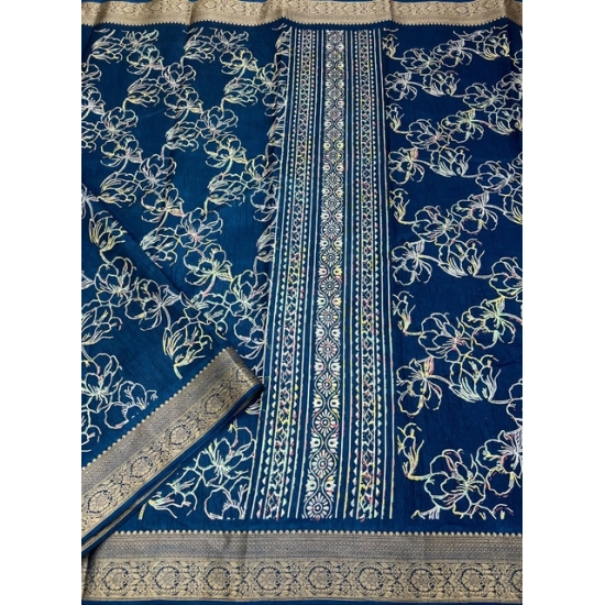Generic Women's Cotton Silk Floral Printed Saree With Unstitched Blouse 5.5Mtr (Blue) Generic Women's Cotton Silk Floral Printed Saree With Unstitched Blouse 5.5Mtr (Blue)