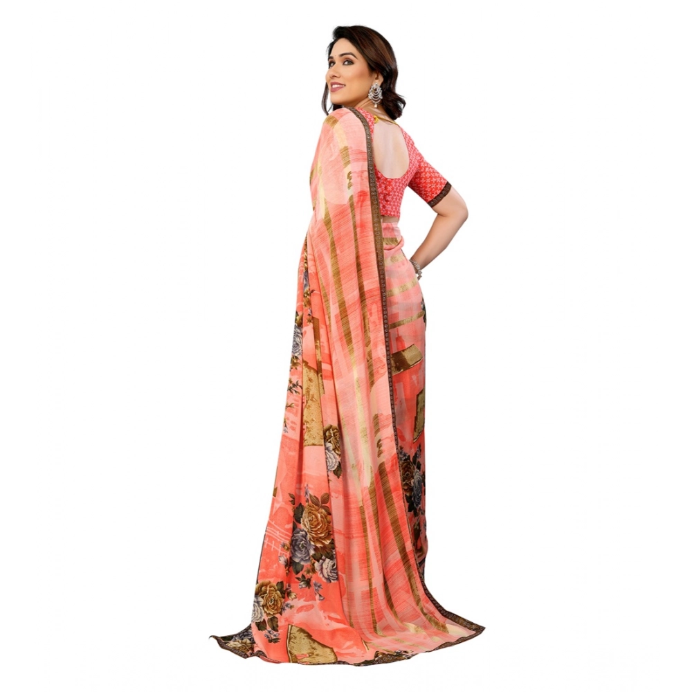 Generic Women's Georgette Printed Saree With Unstitched Blouse 5.5Mtr (Orange) Generic Women's Georgette Printed Saree With Unstitched Blouse 5.5Mtr (Orange)