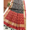 Generic Women's Raw Silk Ikkat Saree With Unstitched Blouse 5.5Mtr (Black)