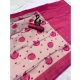 Generic Women's Banarasi Silk Jacquard Work Saree With Unstitched Blouse 5.5Mtr (Pink)