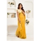 Generic Women's Linen Cotton Printed Ready To Wear Saree With Unstitched Blouse 5.5 Mtr (Yellow)