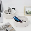 Generic Cotton 8x3 Inch Round 2 Set Bedside Organizer With Out Lid (White)