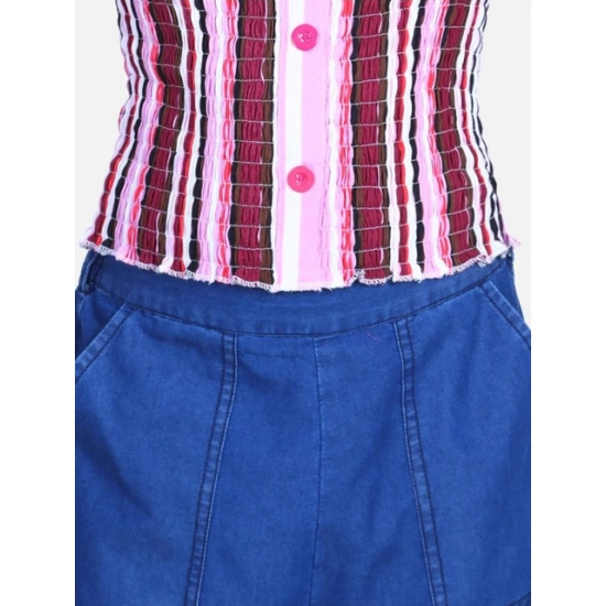 Generic Girl's Rayon Solid Bell Sleeve Top with Culottes (Purple-Blue) Generic Girl's Rayon Solid Bell Sleeve Top with Culottes (Purple-Blue)