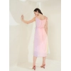 Generic Women's Georgette Ombre Sleeveless Dress (Peach)