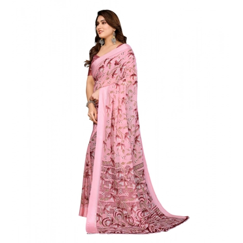 Women's Georgette Printed Saree With Unstitched Blouse 5.5Mtr (Pink) Women's Georgette Printed Saree With Unstitched Blouse 5.5Mtr (Pink)