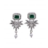 Generic Women's Brass Silver Plated Necklace set (Green)