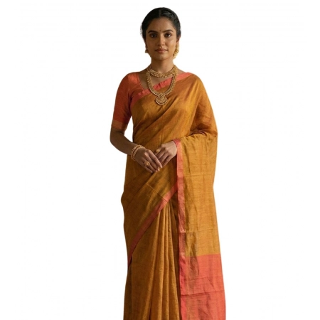 Generic Women's Cotton Printed Saree With Unstitched Blouse 5.5Mtr (Mustrad)