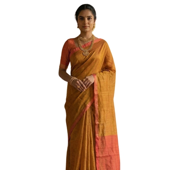 Generic Women's Cotton Printed Saree With Unstitched Blouse 5.5Mtr (Mustrad)