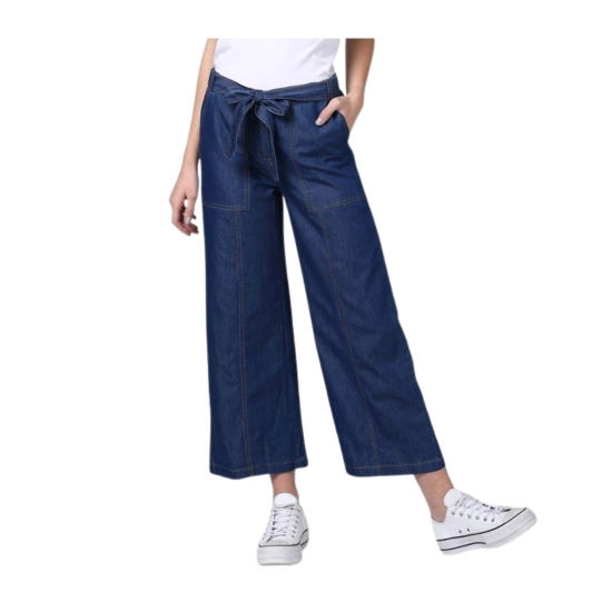 Generic Women's Denim Solid Elasticated Trousers (Blue) Generic Women's Denim Solid Elasticated Trousers (Blue)