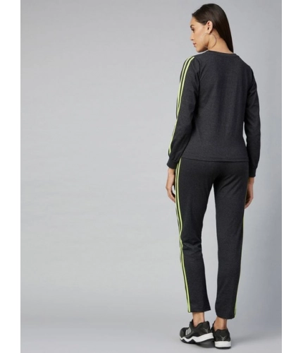 Generic Women's Cotton Solid Long Sleeves Tracksuit (Dark Grey - Green)