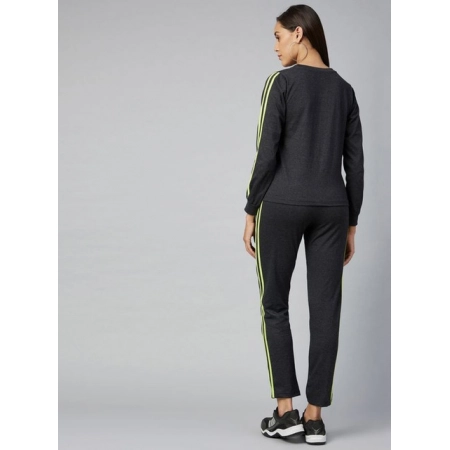 Generic Women's Cotton Solid Long Sleeves Tracksuit (Dark Grey - Green)