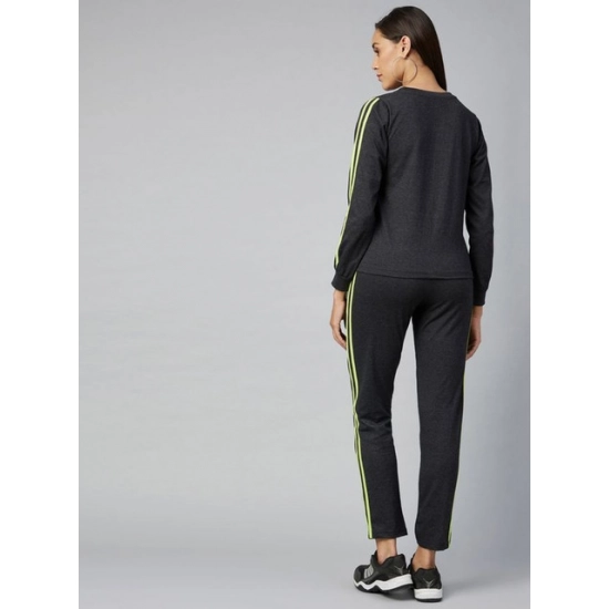 Generic Women's Cotton Solid Long Sleeves Tracksuit (Dark Grey - Green)